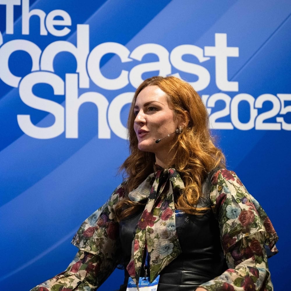 Cyber Made Human Host Alice Violet at The Podcast Show 2025 at London Design Centre